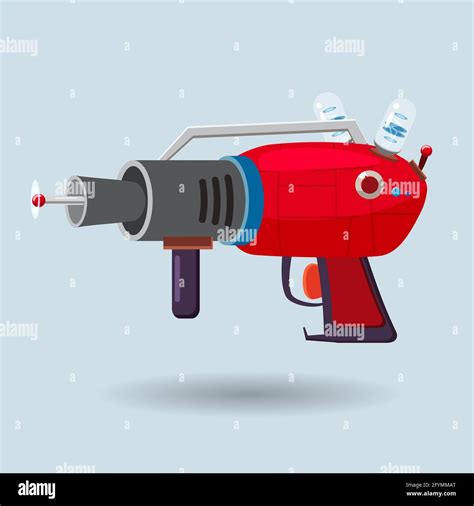 Cartoon Retro Space Blaster Ray Gun Laser Weapon Vector Illustration