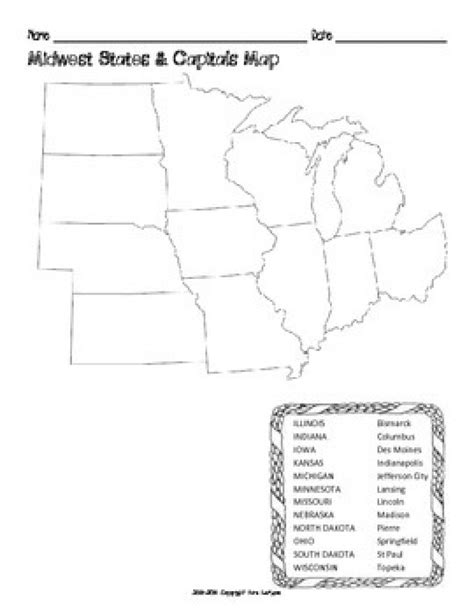 Midwest States And Capitals Map Blanks 2022 Us Map Printable Blank