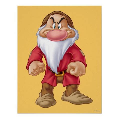 Grumpy 5 Poster Zazzle Classic Cartoon Characters Disney Grumpy Dwarf