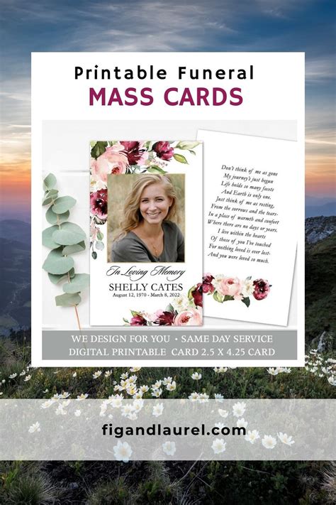 Printable Funeral Mass Card Templates Funeral Templates Memorial