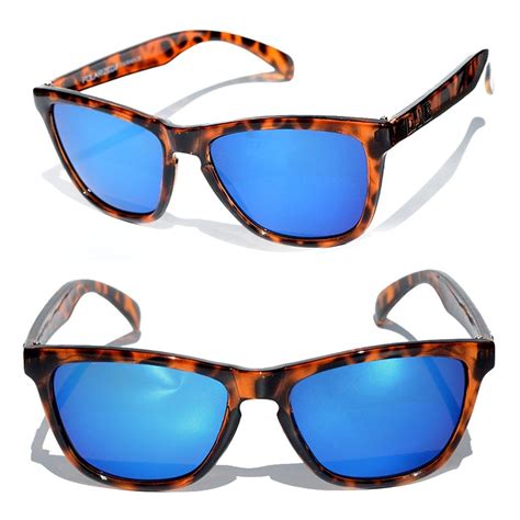 Polarized Tortoise Shell Sunglasses With Blue Mirrored Lenses By