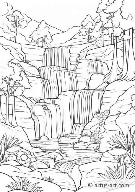 Wasserfall Im Wald Ausmalbild Gratis Ausdrucken Ausmalen Artus Art