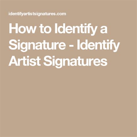 Identify Artist Signatures