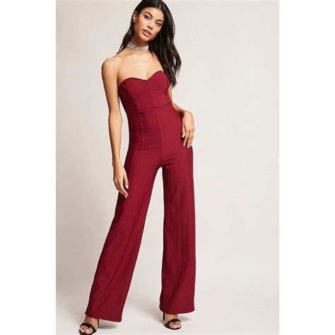 Forever21 Ribbed Sweetheart Jumpsuit 30 Liked On Polyvore Featuring