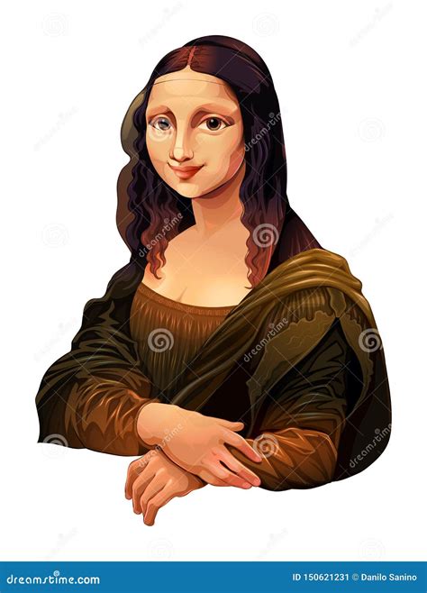 Mona Lisa Cartoon Illustration Line Art 236883135