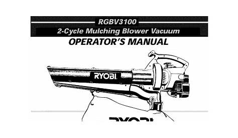 ryobi rgbv3100 blower owner's manual