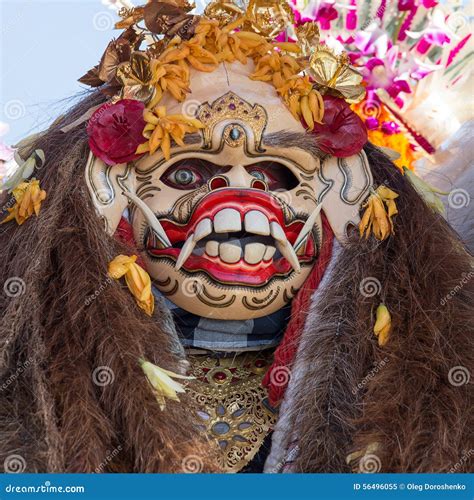 Closeup Of Traditional Balinese Barong Mask In Indonesia Stock Image