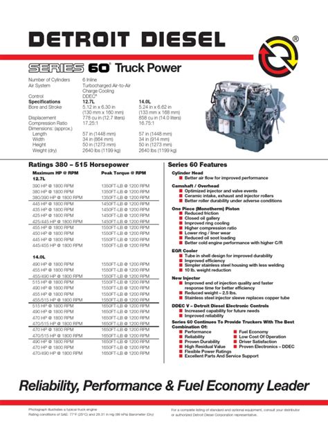 Detroit Series 60 Engine Specs Fuel Injection Diesel Engine