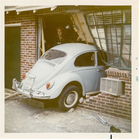 Volkswagen Beetle Crashed Through A Brick Wall July 1971