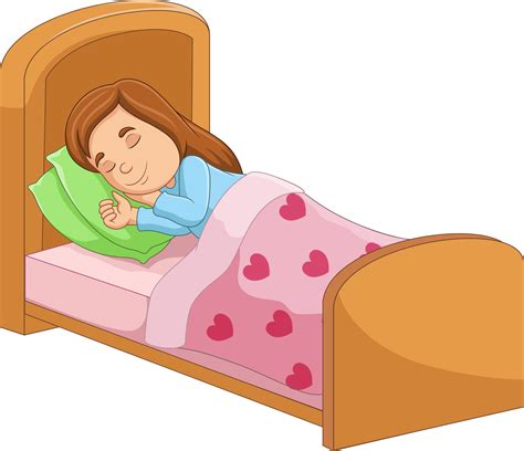 niña de dibujos animados durmiendo en la cama 8733305 Vector en Vecteezy