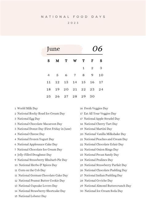 National Food Days 2023 Free Printable Calendar The Storied Recipe