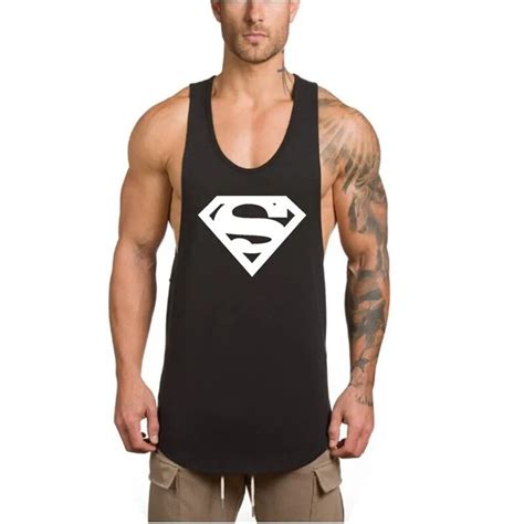 Brand Fitness Clothing Superman Bodybuilding Stringer Tank Top Mens