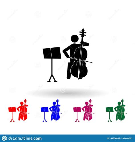 Cello Player Multi Color Icon Simple Glyph Flat Vector Of Music Icons