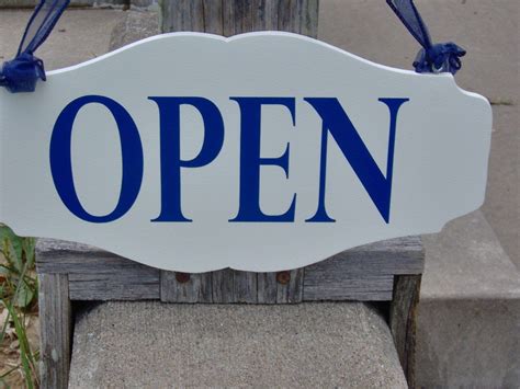 Open Closed Wood Vinyl Sign Reversible Business Sign Office Supplies