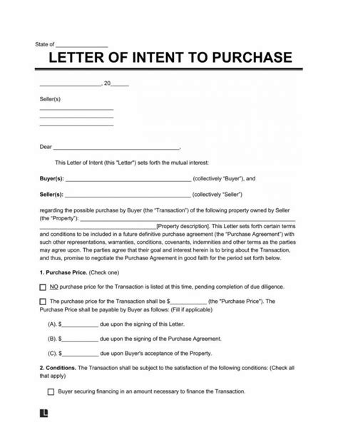Free Letter Of Intent Loi Template Pdf And Word