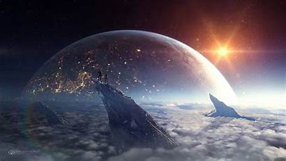 Planet Rise Sci Fi Wallpapers Background Wall
