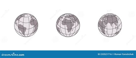 Simple Earth Globes World Map In Globe Shape Earth Globe Icon Set