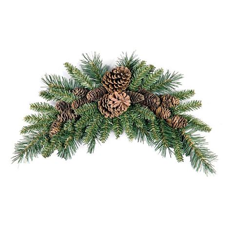 National Tree Company 36 Inch Wintry Pine Cone Crescent Christmas Swag