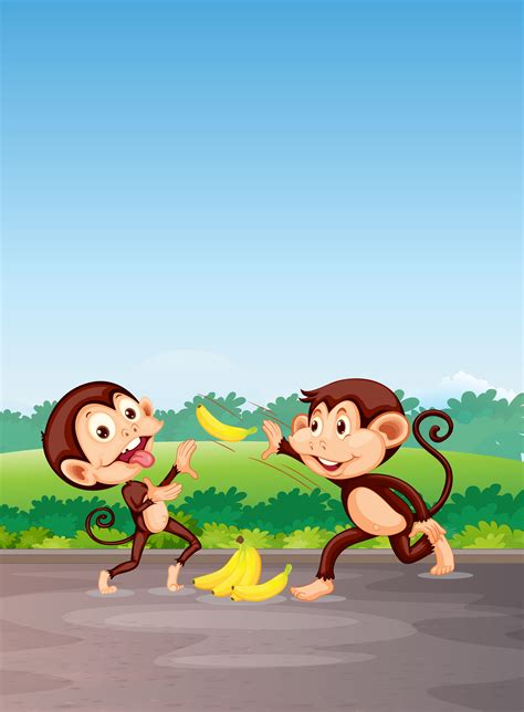 Monkey Play With Banana 445229 Vector Art At Vecteezy