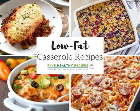 With recipes for every meal of the day, and even a sweet treat or two, these recipes to help lower cholesterol will help you build the healthy meals you need to improve your health without sacrificing flavor. 18 Low-Fat Casserole Recipes | FaveHealthyRecipes.com
