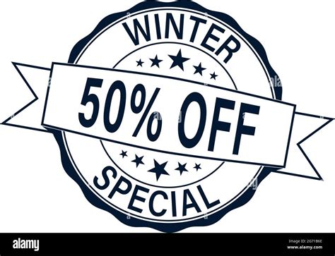 Winter Special 50 Off Rubber Stamp Vector Over A White Background Stock