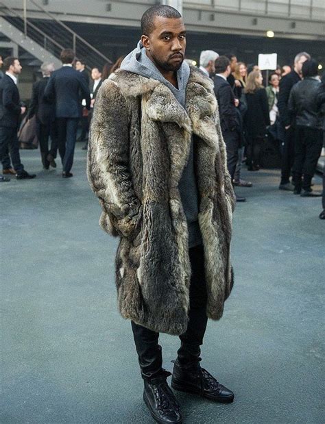 Kanye West Sported A Huge Fur Coat To Attend Givenchy Mens Fallwinter