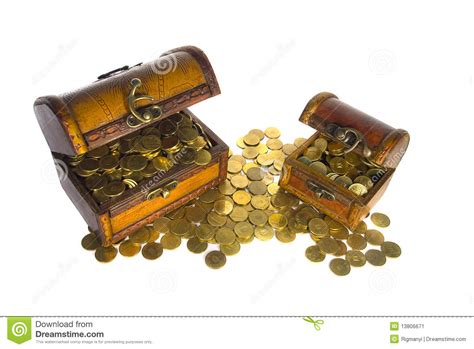 Two Treasure Chests With Gold Coins Stock Image Image Of