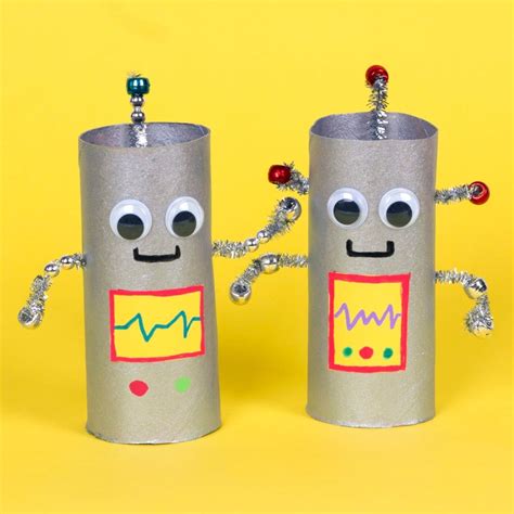 Robot Tube Puppets Free Craft Ideas Baker Ross Cardboard Crafts