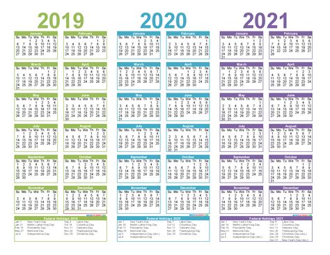 2021 2023 Three Year Calendar Free Printable Word Templates 3 Year