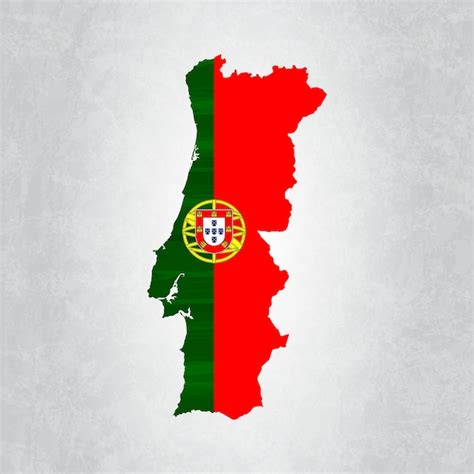 Mapa De Portugal Com Bandeira Vetor Premium