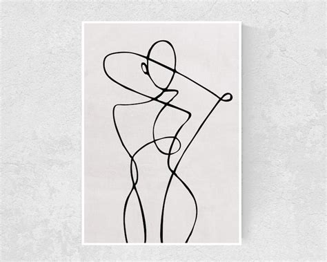 Abstract Line Art Print Female Body Illustration Line Art Etsy