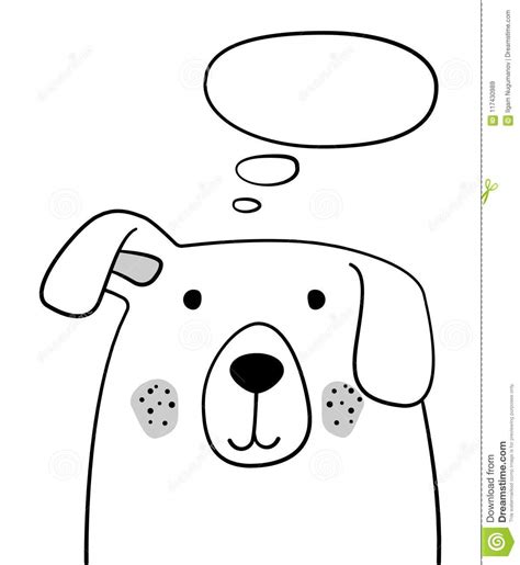 Doodle Sketch Dog With Thought Cloud Illustration Cartoon Dog With