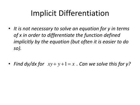 Ppt Implicit Differentiation Powerpoint Presentation Free Download