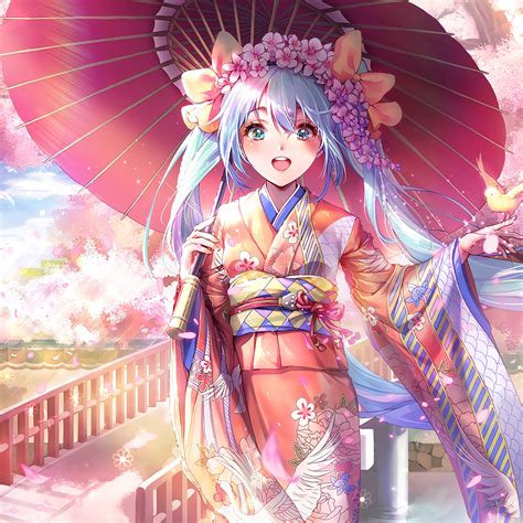 Anime Girl Kimono Cherry Blossom 4k 72 Wallpaper
