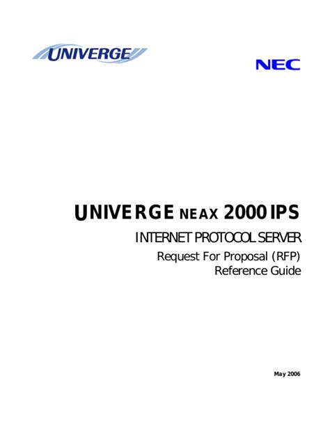 Nec Univerge Neax User Manual