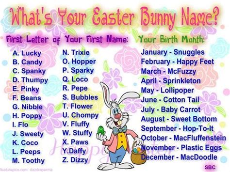 What Is Your Easter Bunny Name With Images Bunny Names Birthday