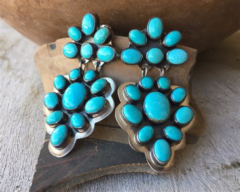 Reserved For Salina Large Turquoise Cluster Earrings For Women