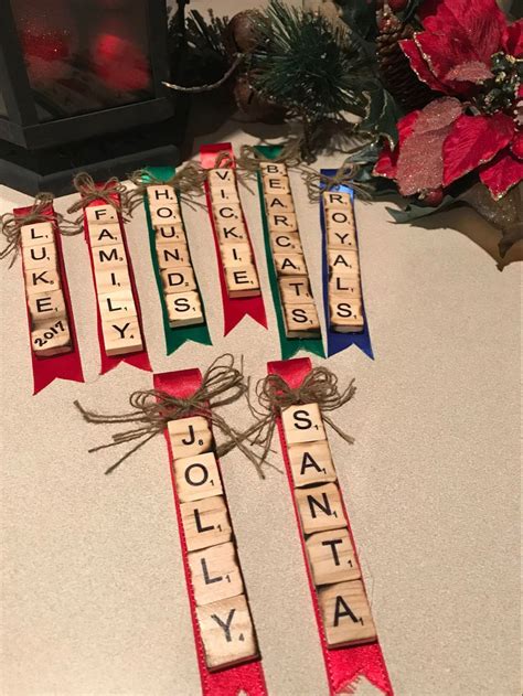 Scrabble Tile Christmas Ornaments Choice Of Ribbon Color Etsy Canada