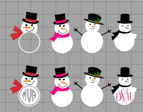 Free Snowman Monogram Set Silhouette Cut Files Silhouette School