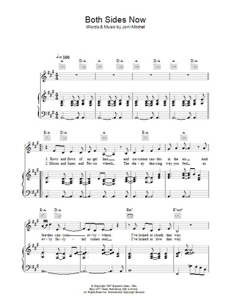 Both Sides Now Sheet Music Hayley Westenra Piano Vocal And Guitar Chords