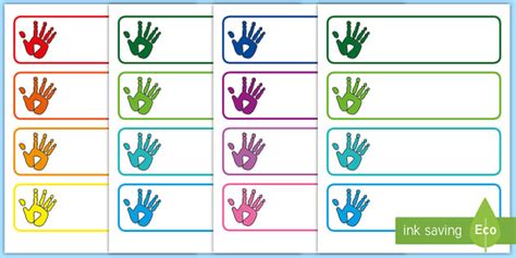 Editable Multicolored Handprint Labels Teacher Made