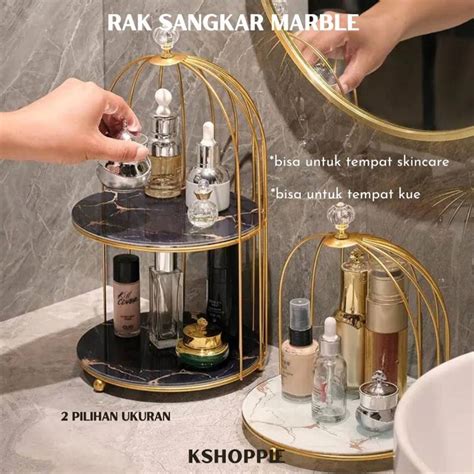 Jual Birdcage Susun Alas Marble Rak Besi Stainless Rak Kue Rak Serbaguna Shopee Indonesia