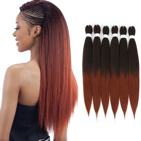 Buy Wigenius Pre Stretched Braiding Hair Ombre Copper Red 26 Inch 6