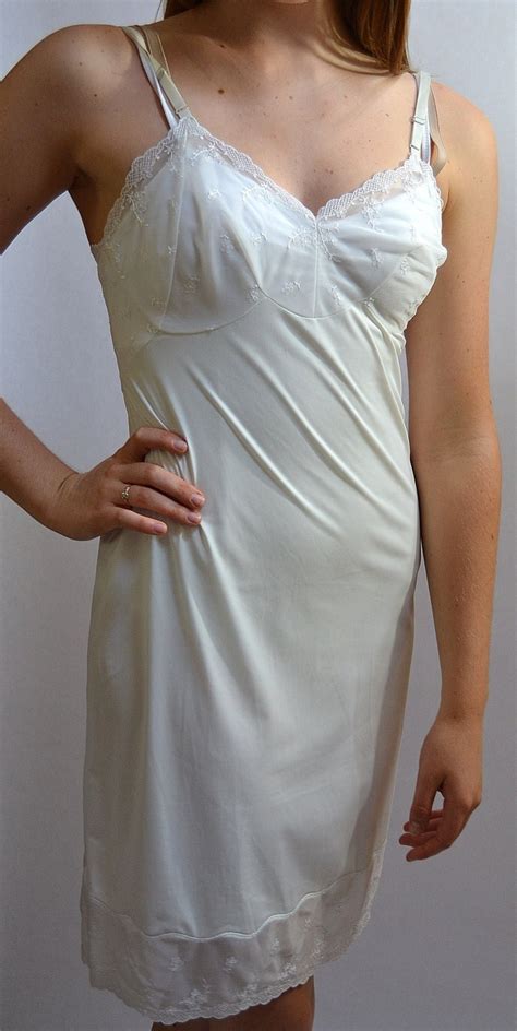 Vintage White Full Slip With Sheer By Chrismartindesigns On Etsy