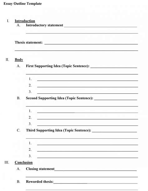 Score a good, very good, or excellent grade by spending only 5 minutes to order a paper. 004 Outline Template 345941 Essay Example Fill In The ...