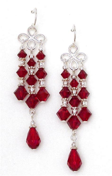 03 04 420 Siam Red Crystal Chandelier Earrings Earringshandmade