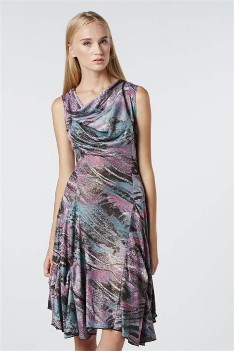 Waterfall Hem Abstract Print Dress Abstract Print Dress Fashion