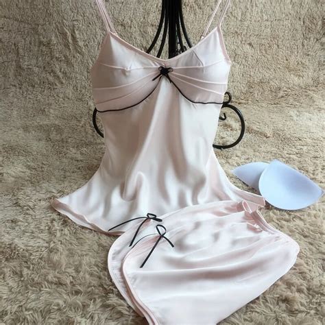 Lisacmvpnel 2 Pcs Spaghetti Strap Frauen Pyjamas Set Mit Brust Pad Sexy Mode Nachtwäschepyjama