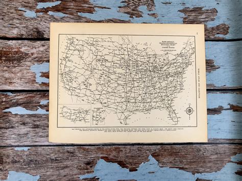 Antique Map Transcontinental Mileage Chart Of United States Etsy