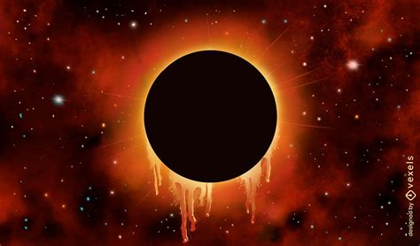 Solar Eclipse In Space Illustration Background Psd Editable Template